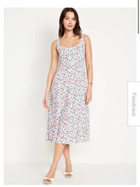Fit & Flare Linen-Blend Midi Dress